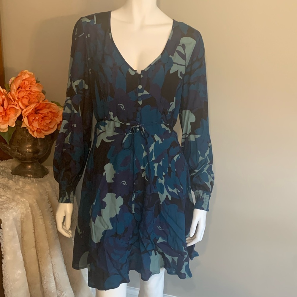 Band of Gypsies pull on, navy floral flounce dress S